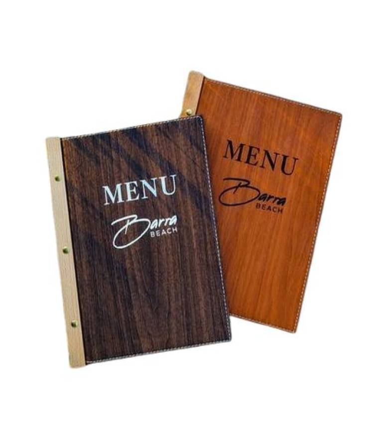 Porte-menu classique marron en similicuir 16 larges A4